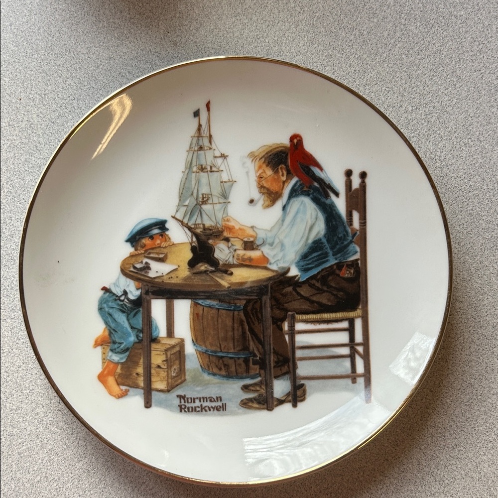 Norman Rockwell Decorative Plate with Ship Design